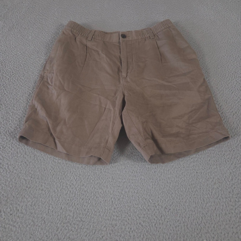 H&M Shorts Mens Small Brown Relaxed Fit Cotton Linen Blend Elastic Waist Chino‎